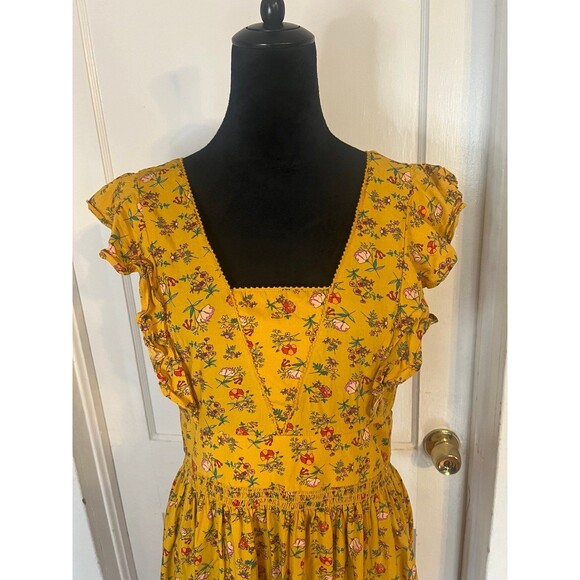 Matilda Jane Fantasy Fancy Yellow Floral Knee length Dress Size M - Picture 3 of 7